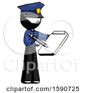 Ink Police Man Using Clipboard And Pencil