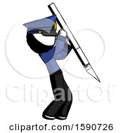 Poster, Art Print Of Ink Police Man Stabbing Or Cutting With Scalpel