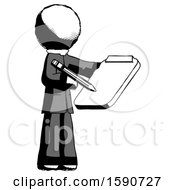 Ink Clergy Man Using Clipboard And Pencil