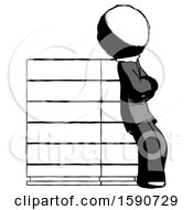 Poster, Art Print Of Ink Clergy Man Resting Against Server Rack Viewed At Angle