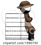 Poster, Art Print Of Ink Detective Man Resting Against Server Rack Viewed At Angle
