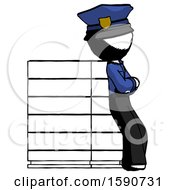 Poster, Art Print Of Ink Police Man Resting Against Server Rack Viewed At Angle