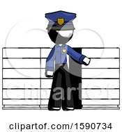 Poster, Art Print Of Ink Police Man With Server Racks In Front Of Two Networked Systems