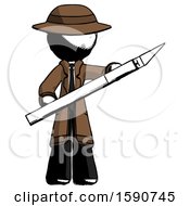 Poster, Art Print Of Ink Detective Man Holding Large Scalpel