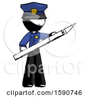 Poster, Art Print Of Ink Police Man Holding Large Scalpel