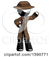 Ink Detective Man Waving Left Arm With Hand On Hip