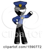 Ink Police Man Waving Left Arm With Hand On Hip