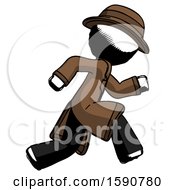 Poster, Art Print Of Ink Detective Man Running Fast Right