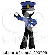 Ink Police Man Waving Right Arm With Hand On Hip
