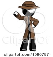 Ink Detective Man Waving Right Arm With Hand On Hip