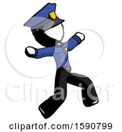 Poster, Art Print Of Ink Police Man Running Away In Hysterical Panic Direction Right
