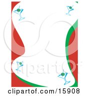 Poster, Art Print Of Stationery Border Of Martini Glasses With Olives