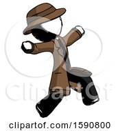 Poster, Art Print Of Ink Detective Man Running Away In Hysterical Panic Direction Right