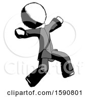 Poster, Art Print Of Ink Clergy Man Running Away In Hysterical Panic Direction Right
