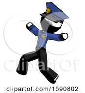 Poster, Art Print Of Ink Police Man Running Away In Hysterical Panic Direction Left