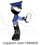 Poster, Art Print Of Ink Police Man Holding Blue Pill Walking To Right