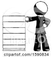 Poster, Art Print Of Ink Clergy Man With Server Rack Leaning Confidently Against It