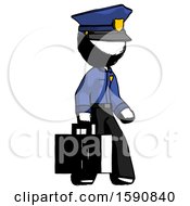 Ink Police Man Walking With Medical Aid Briefcase To Right