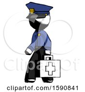 Poster, Art Print Of Ink Police Man Walking With Medical Aid Briefcase To Left