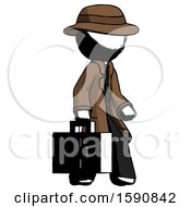 Ink Detective Man Walking With Medical Aid Briefcase To Right