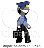Ink Police Man Walking With Briefcase To The Right