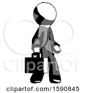 Poster, Art Print Of Ink Clergy Man Walking With Briefcase To The Right