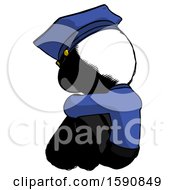 Poster, Art Print Of Ink Police Man Sitting With Head Down Back View Facing Left