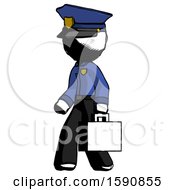 Ink Police Man Walking With Briefcase To The Left