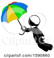 Poster, Art Print Of Ink Clergy Man Flying With Rainbow Colored Umbrella
