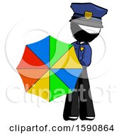 Poster, Art Print Of Ink Police Man Holding Rainbow Umbrella Out To Viewer