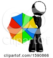 Poster, Art Print Of Ink Clergy Man Holding Rainbow Umbrella Out To Viewer