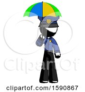 Poster, Art Print Of Ink Police Man Holding Umbrella Rainbow Colored