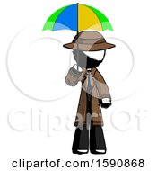 Poster, Art Print Of Ink Detective Man Holding Umbrella Rainbow Colored