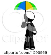 Poster, Art Print Of Ink Clergy Man Holding Umbrella Rainbow Colored