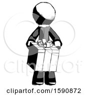 Poster, Art Print Of Ink Clergy Man Gifting Present With Large Bow Front View
