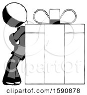 Ink Clergy Man Gift Concept Leaning Against Large Present