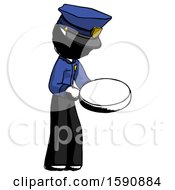 Poster, Art Print Of Ink Police Man Looking At Large Compass Facing Right