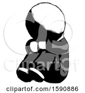 Poster, Art Print Of Ink Clergy Man Sitting With Head Down Facing Angle Left