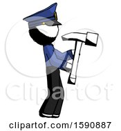 Poster, Art Print Of Ink Police Man Hammering Something On The Right