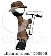 Poster, Art Print Of Ink Detective Man Hammering Something On The Right