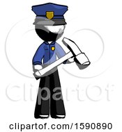 Poster, Art Print Of Ink Police Man Holding Hammer Ready To Work
