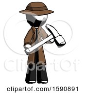 Ink Detective Man Holding Hammer Ready To Work