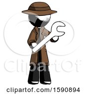 Ink Detective Man Holding Large Wrench With Both Hands