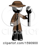 Poster, Art Print Of Ink Detective Man Holding Wrench Ready To Repair Or Work