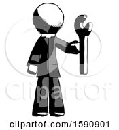 Poster, Art Print Of Ink Clergy Man Holding Wrench Ready To Repair Or Work