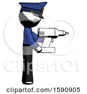Poster, Art Print Of Ink Police Man Using Drill Drilling Something On Right Side