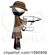 Ink Detective Man Using Drill Drilling Something On Right Side