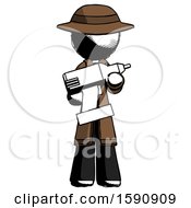 Ink Detective Man Holding Large Drill