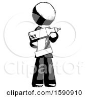 Poster, Art Print Of Ink Clergy Man Holding Large Drill