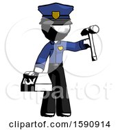 Poster, Art Print Of Ink Police Man Holding Tools And Toolchest Ready To Work